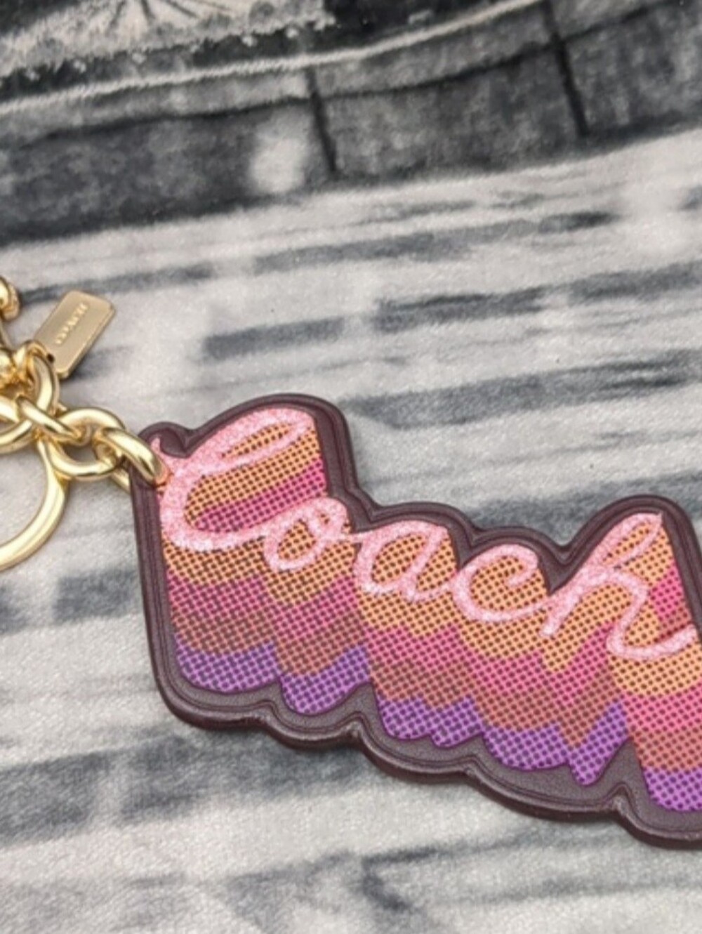 COACH Keychain Charm in Signature Glitter 💖